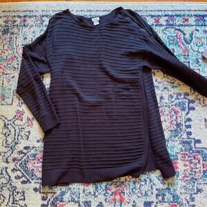 Chico’s Zipper Accent Black Boat Neck Tunic Top